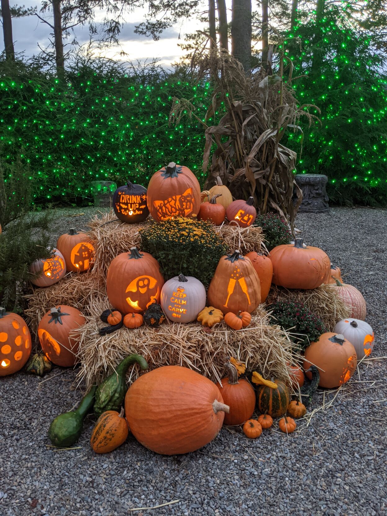pumpkins on hay bales